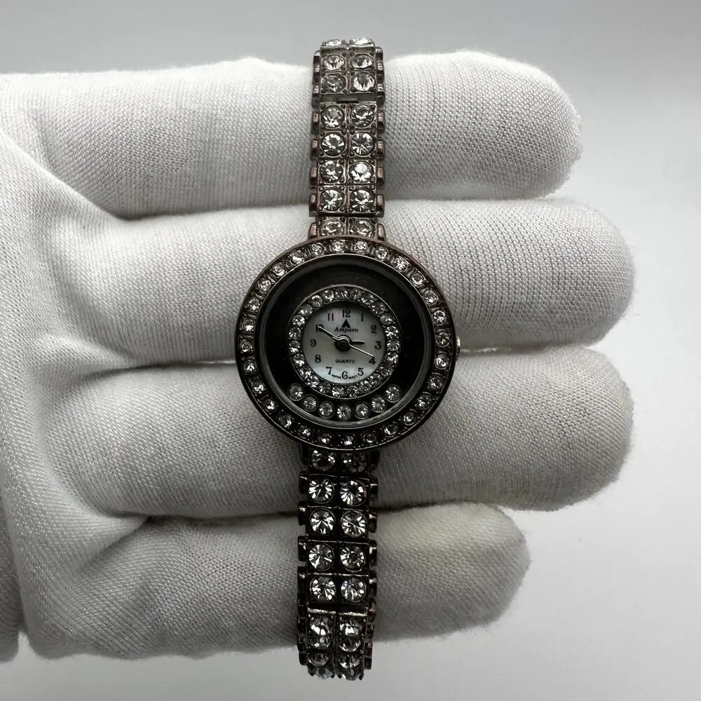 Amparo SW-1302 Women’s Crystal Bracelet Watch Plum Tone Quartz